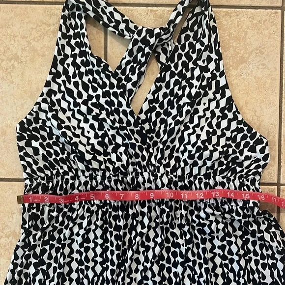 Vintage 90s Necessary Objects B&W‎ Tessellation Pattern Maxi Dress, Sz 3X - Picture 7 of 10